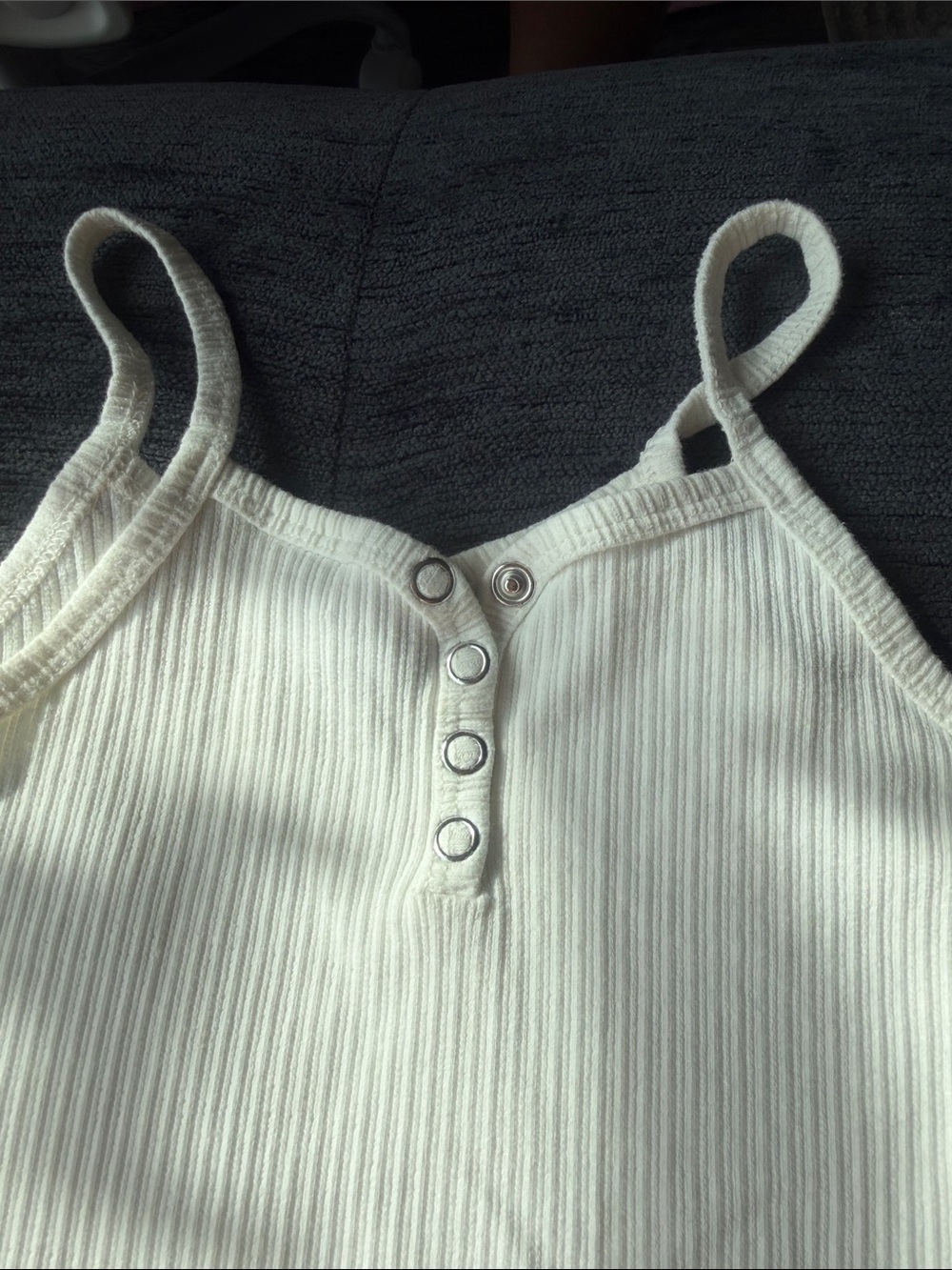 Cream Ribbed Button-Front Cami - Picture 2 of 3